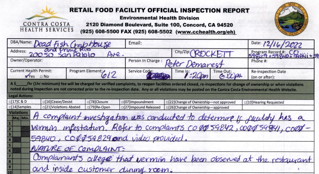 DIRTY DINING Dead Fish In Crockett Reopens After Closure Due To