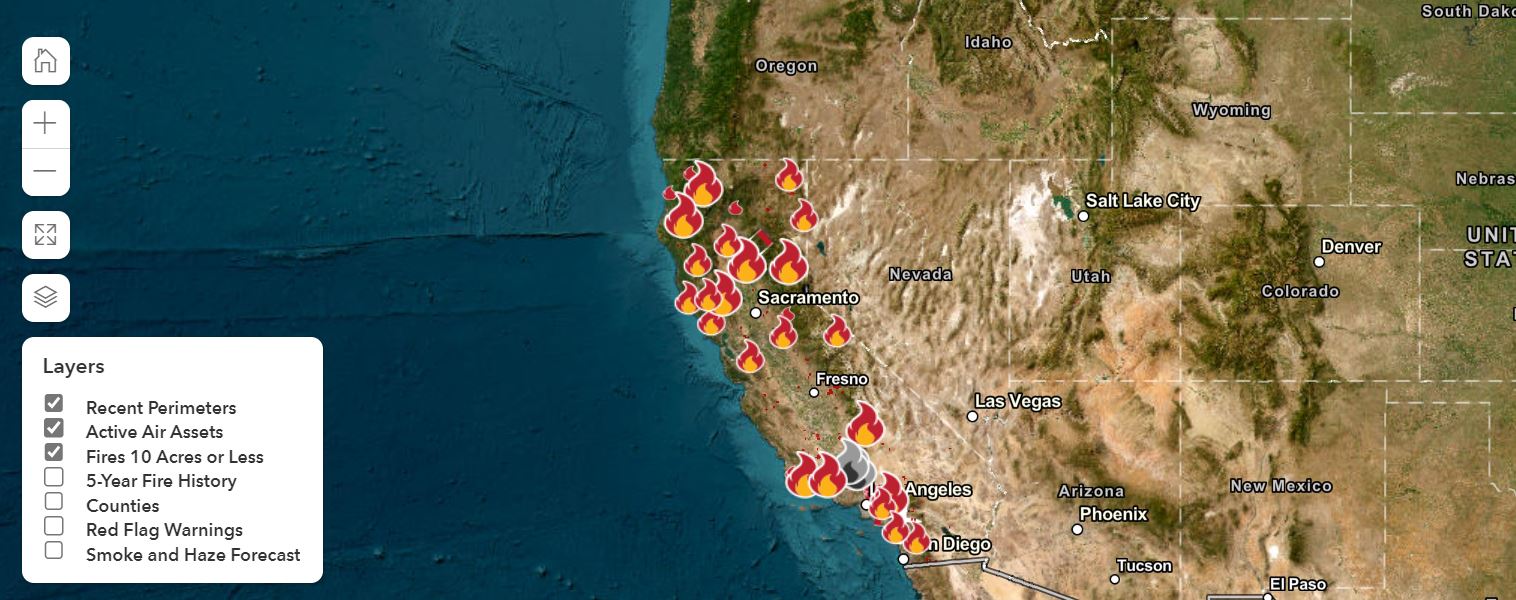 The Cal Fire Incident Map - View Real-Time Updates On All The Fires ...