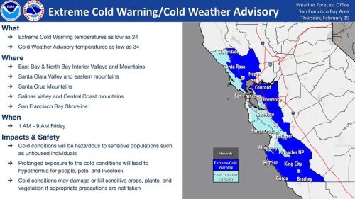 Extreme Cold Warning And Cold Weather Advisory Issued For Bay Area ...